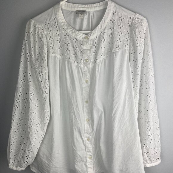 J. Crew White Eyelet top size M - Picture 1 of 6